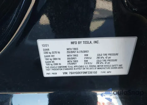 2022 Tesla Model Y Performance Dual Motor All-Wheel Drive from USA, damaged, VIN 7SAYGDEF0NF336150